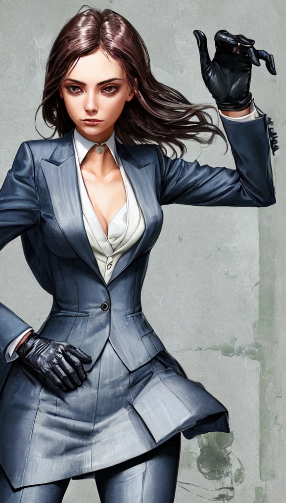 Woman, fix the glove, suit