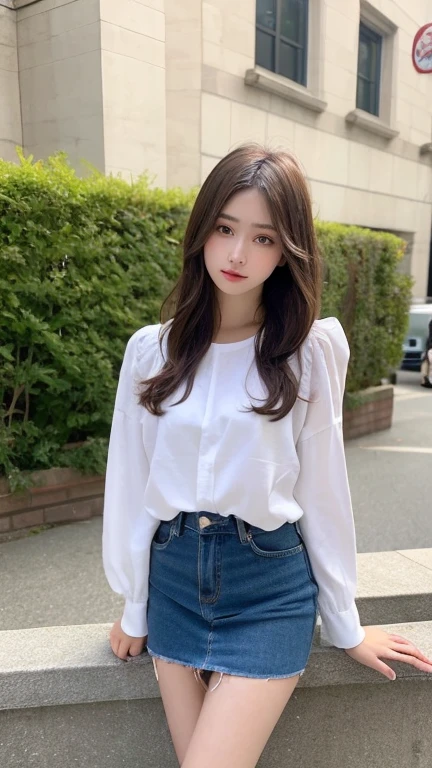 Tabletop, Highest quality, shape, Very detailed, finely, High resolution, 8k wallpaper, 完璧なダイナミックな構shape, Beautiful and exquisite, Nice spring clothes,Beautiful straight hair,Small breasts,Natural color lip, 20-year-old girl、cute、Always blur the background,Perfect and beautiful face,Beautiful and dense face、Slim face and figure,Big eyes、Putting on gal makeup,Actual Photos（Best image quality）、Fashion model posing、Full Body Shot、Change pose randomly、Randomly change the shooting angle and position、Summer Fashion