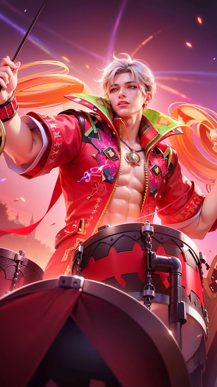 masculine male, masterpiece, ((perfect eyes)) best quality, (semirealism:1.9), beautiful lighting, (extremely detailed CG unity 4k fhd wallpaper), High Detail, Sharp focus, dramatic outdoors, 1 boy ,19 years old, blue eyes, smile, royal matador.