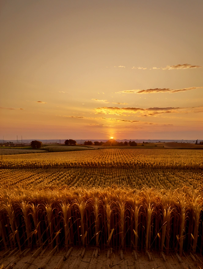 Kilo,Golden wheat field at sunset in autumn,Wheat field horizon and sky in pastel gold tones,Image in 2560X1440 pixel format