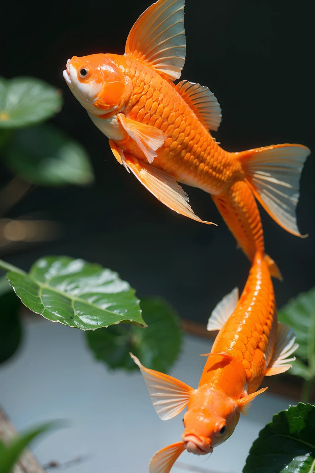 Looking down on realistic goldfish