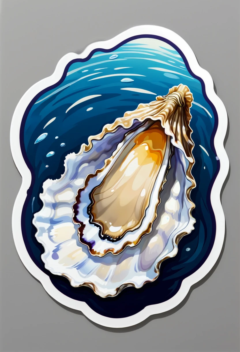 A sticker, an oyster , fond simple