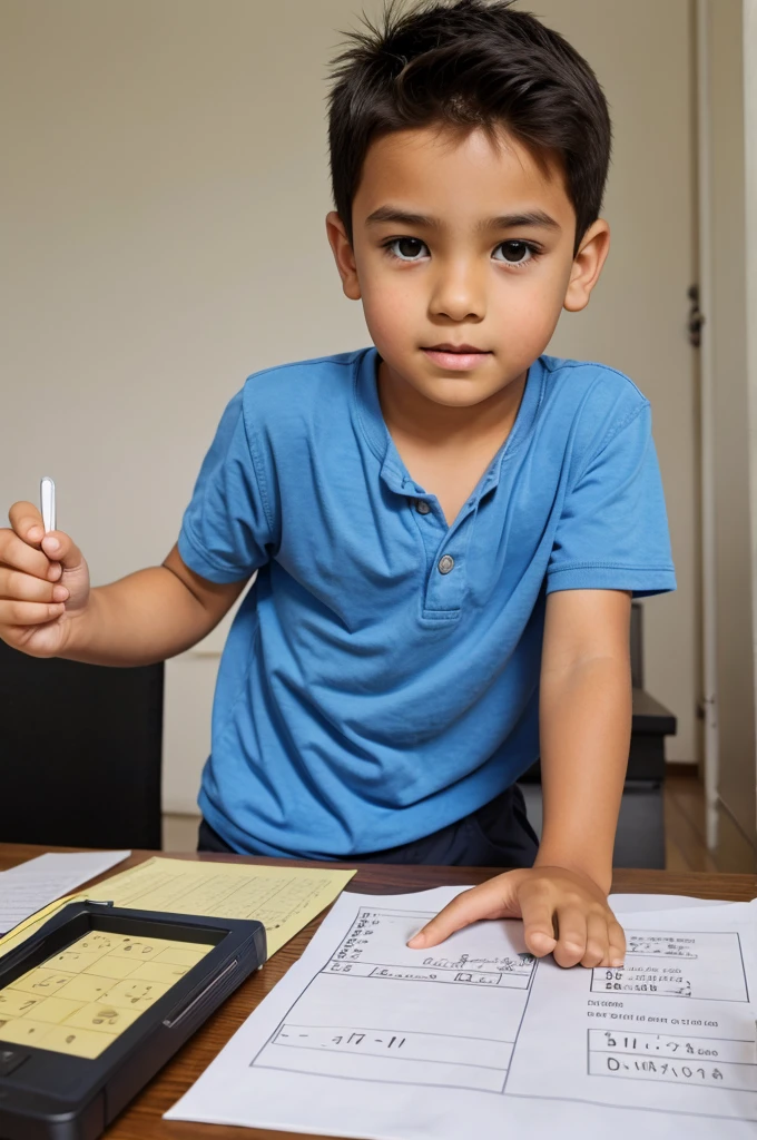 A boy studying maths