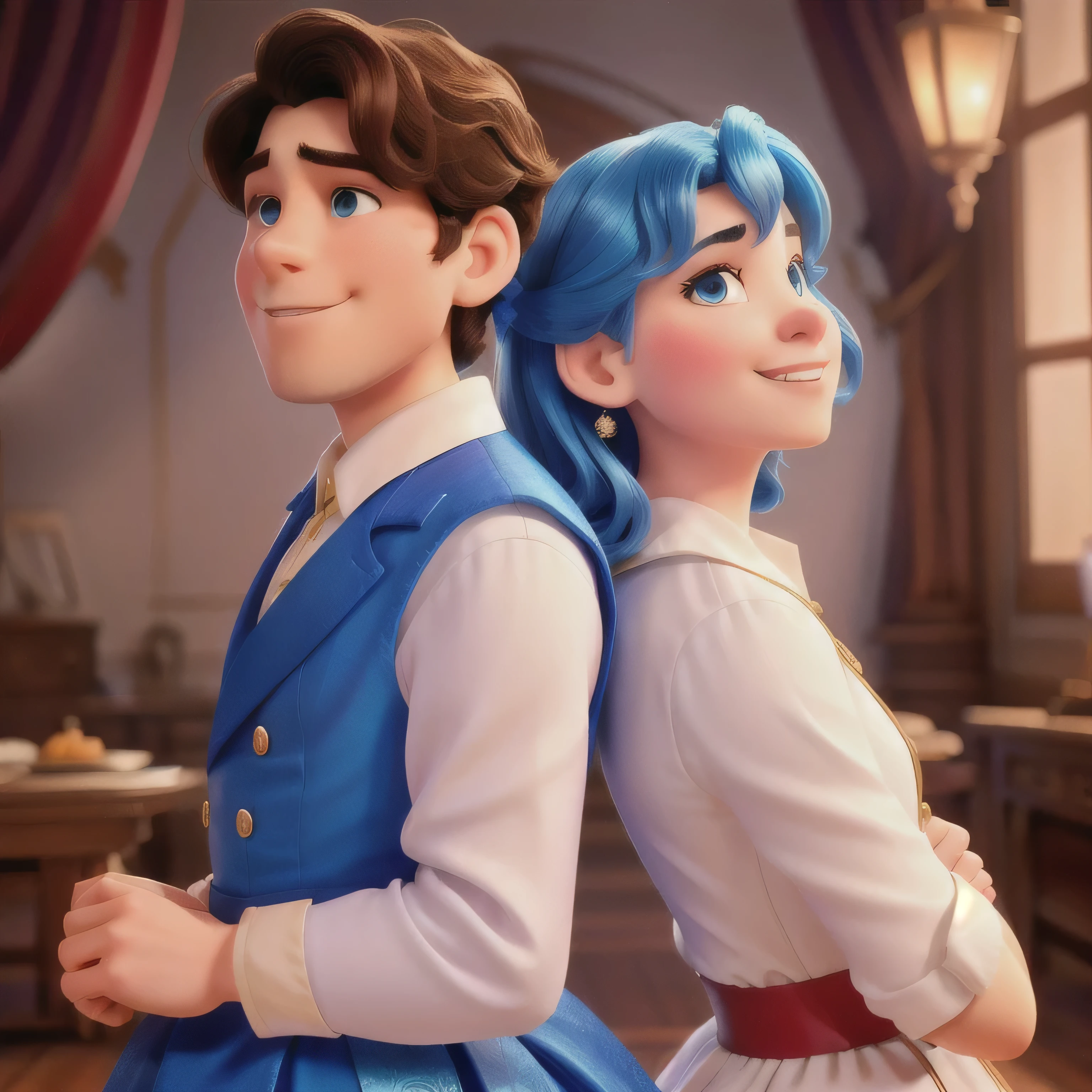 Disney film cover with a prince with his back to a maid 