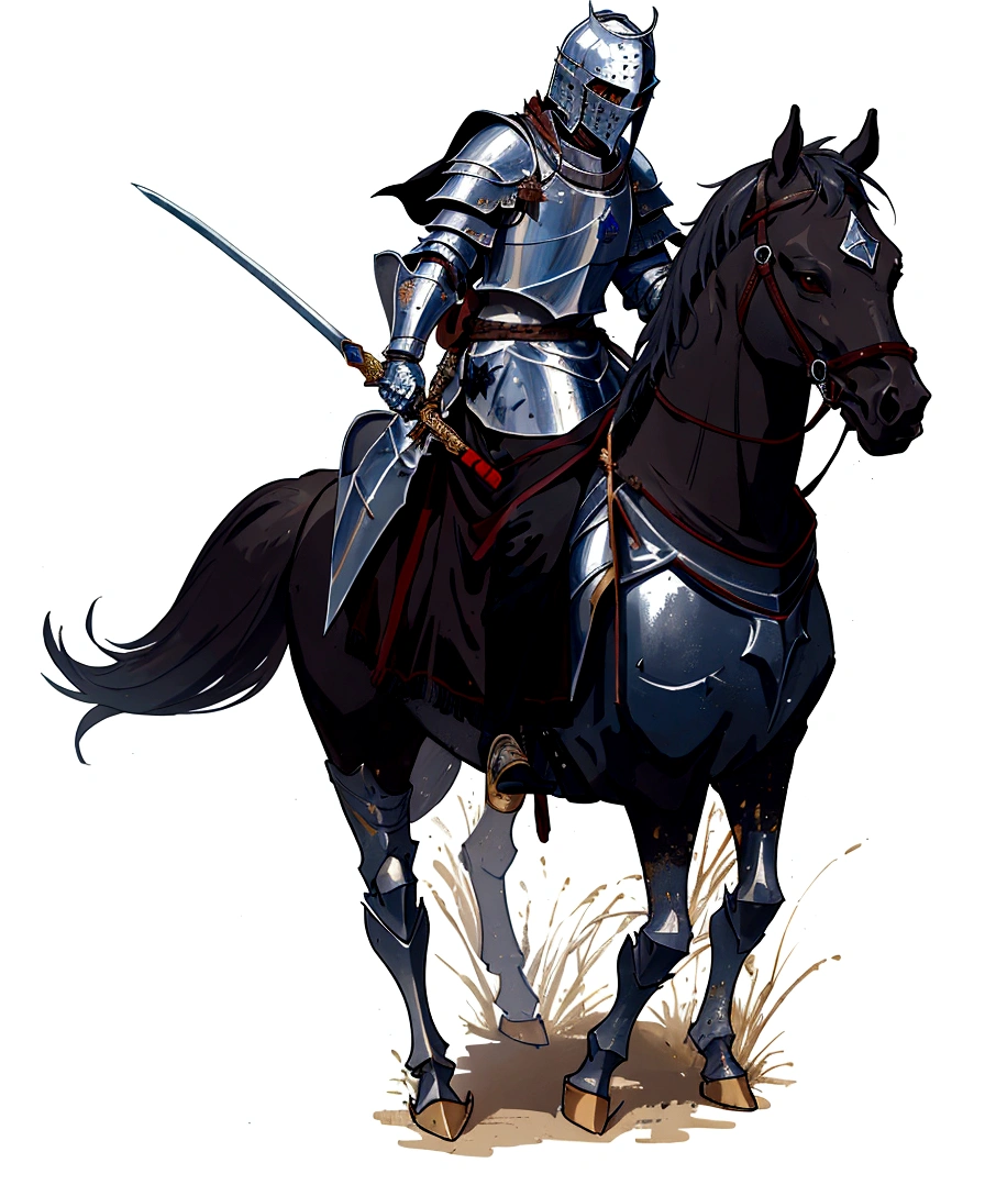 arafed knight on a horse with a spear and a sword, heavy cavalry, teutonic knight, a medieval, medieval holy crusader knight, knight on horseback, horse warrior, medieval knight, the rider carries a large sword, 1 5 th century spanish soldier, cavalry, holy crusader medieval knight, cheval michael, painting of a knight, very detailed medieval
