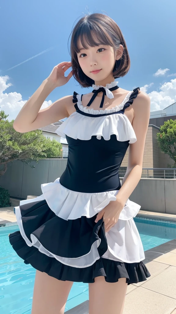 Frilled swimsuit　skirt wind　Pool