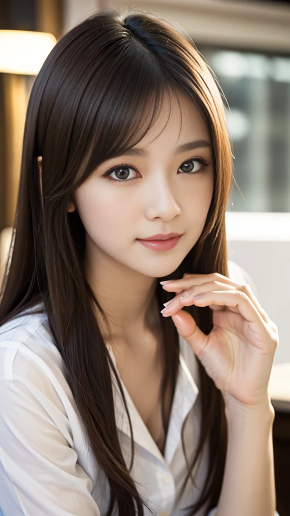 masterpiece, Highest quality, Realistic, Highly detailed CG integrates 8K, 8K,(Very beautiful face, Beautiful Lips, Beautiful Eyes), Exquisitely detailed face,1 Girl, Very beautiful girl,Exquisite eye makeup,Subtle eye detail,The best example of four fingers and one thumb,Toned figure,Nice and beautiful smile,明るいLong Hair,transparent, Quality hair,(masterpiece, Highest quality:1.2),alone,The eyes are exquisite and delicate,Brown Hair、Long Hair、Pink Lips,blue eyes,Big Breasts、Wavy Hair、(((Bunny girl、pub)))、Japanese、25-year-old female