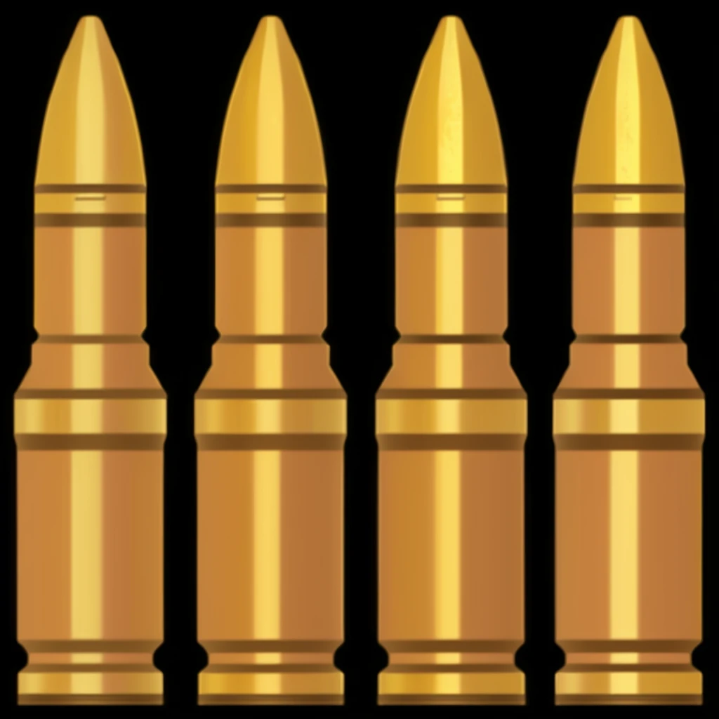 A golden bullet，American cartoon style，8K，Realistic texture，Extremely detailed wasteland style，Game Icon.