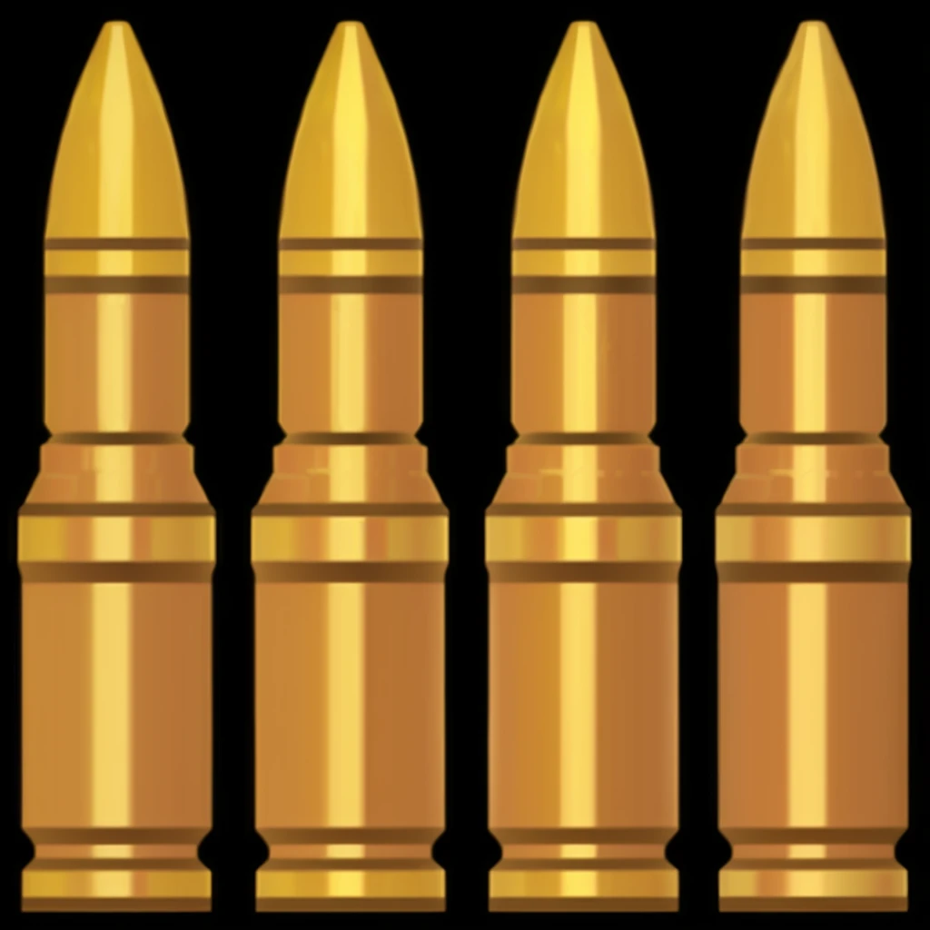 A golden bullet,American cartoon style,8K,Realistic texture,Extremely detailed wasteland style,Game Icon.