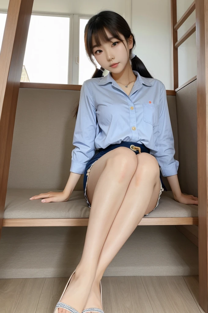 Cute korean girl showing off her legs 

