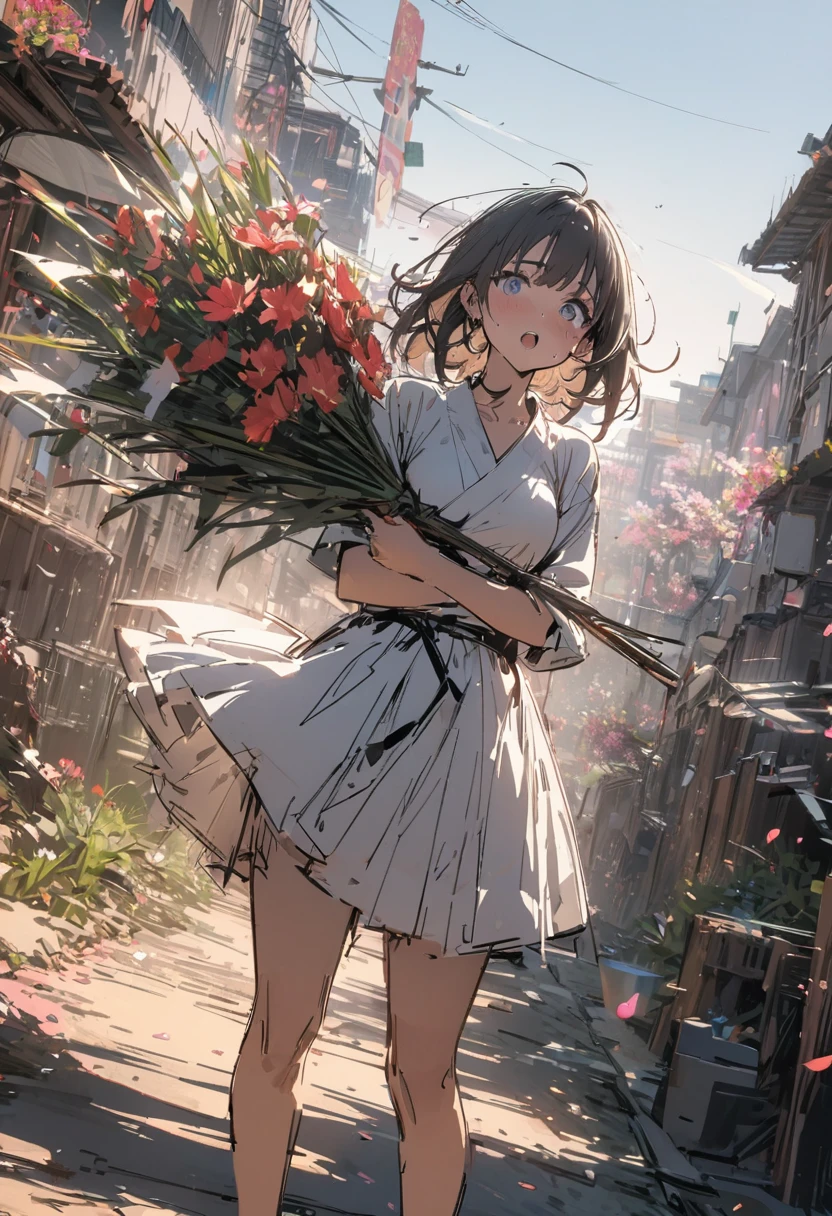 masterpiece,highest quality,ultra-detailed,high-definition background,8K,hi-res,high quality,BREAK,flower,girl, japanese manga style, sketch,