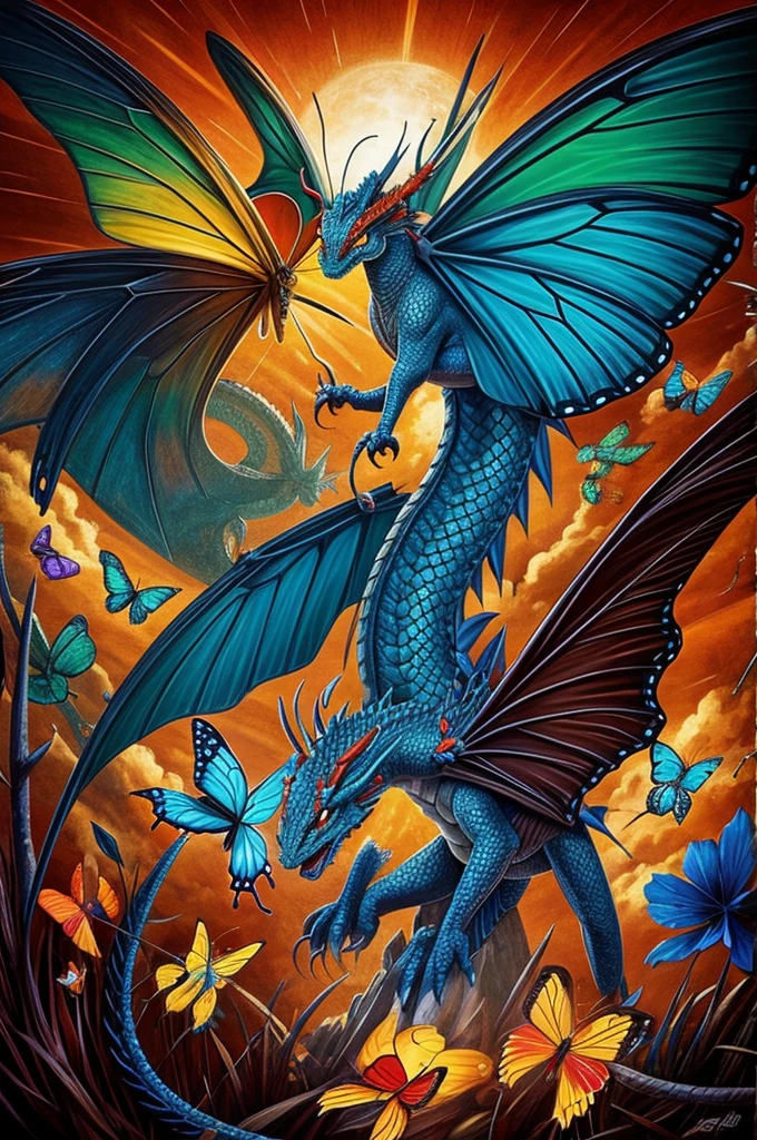 
Combination of dragon and butterfly