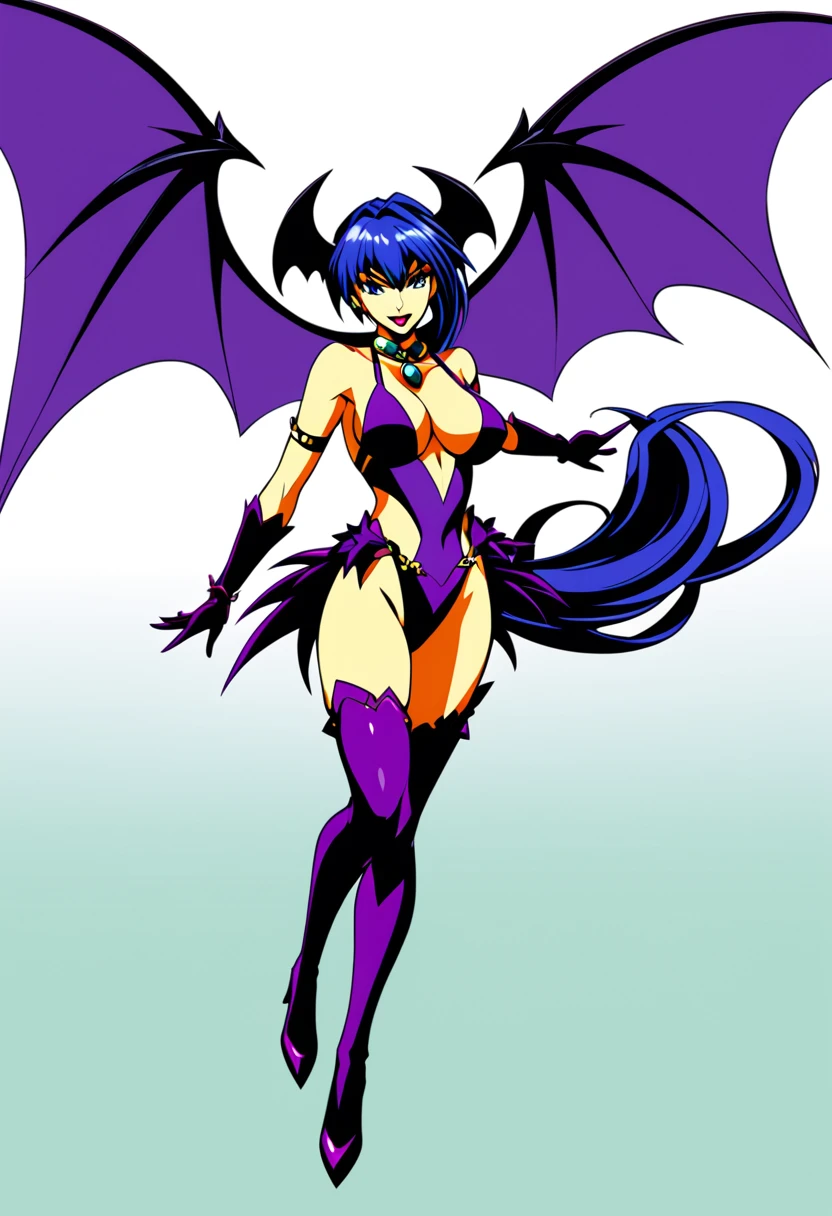 empty background,  character:(anime_masterpiece_intricate) darkstalkers_manga_morrigan_aensland, view:full body