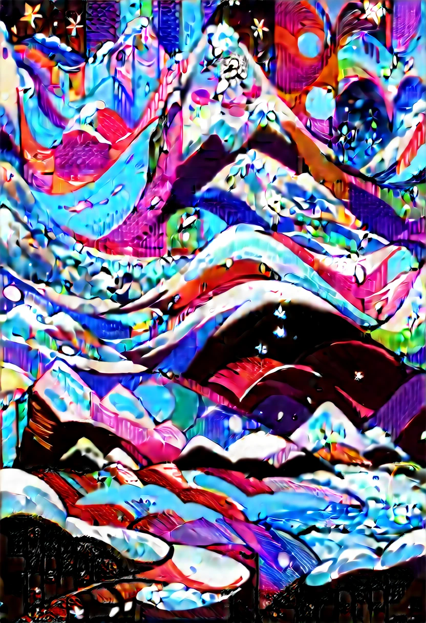 Pink aurora in the white snow, Snow Mountain,river,Snowstorm,Twinkling colorful stars, Unreal Engine, 8K High resolution, High resolution. --9 in:16