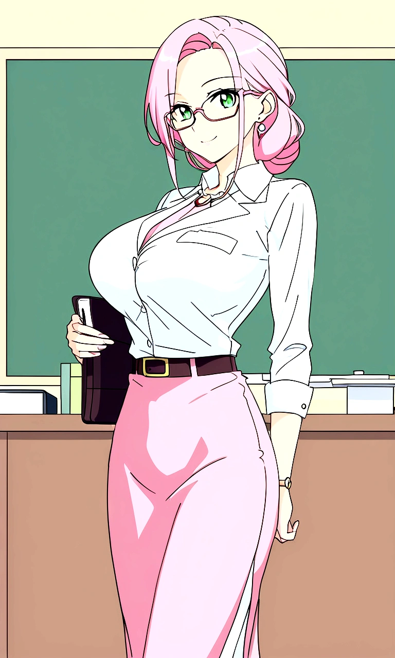 private teacher、Big Breasts、Green Eyes、Calm、older sister、Pink Hair