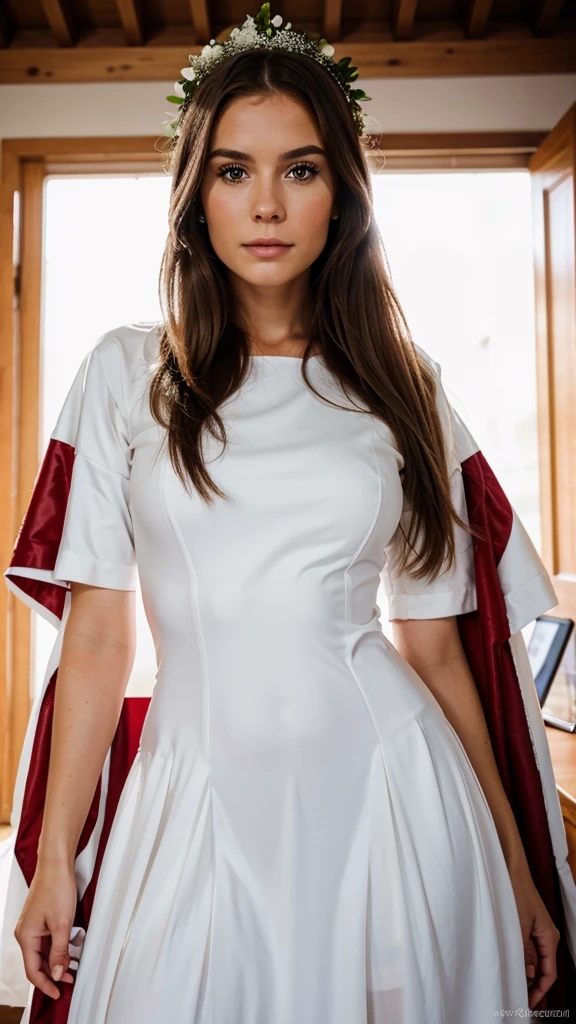 Norwegian woman, dressed as a bride, ultra realistic image
