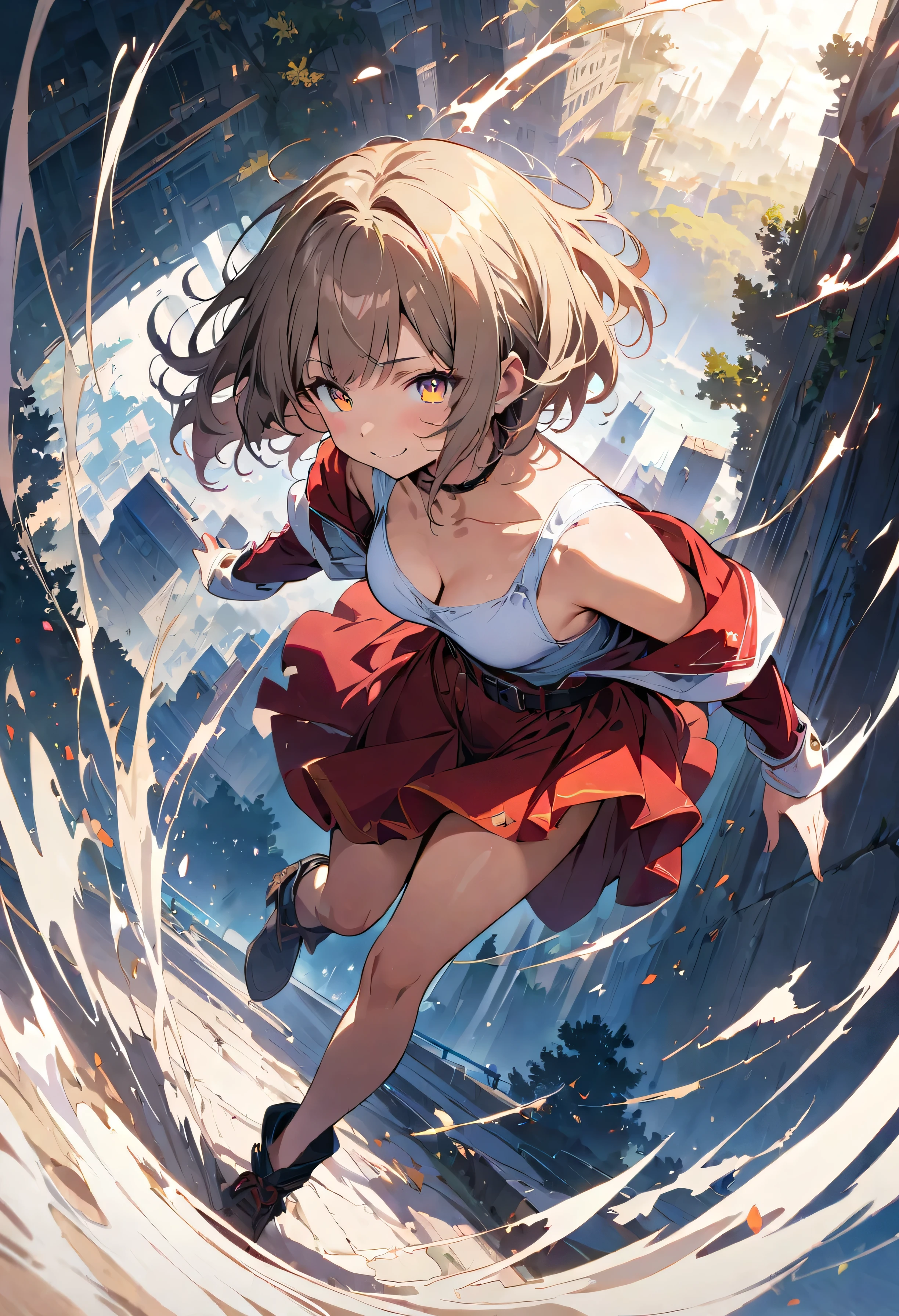(masterpiece, Highest quality, Official Art:1.2), Perfect Anatomy, Looking at the audience, One Girl, alone, White Background, Ultra-fine illustrations, Very detailed, Dynamic Angle, Beautiful details, 8K, Anime Style, (Shining Eyes, More beautiful face), break,Dynamic Angle, Full Body Shot, break smiling amidst the カラフル scenes