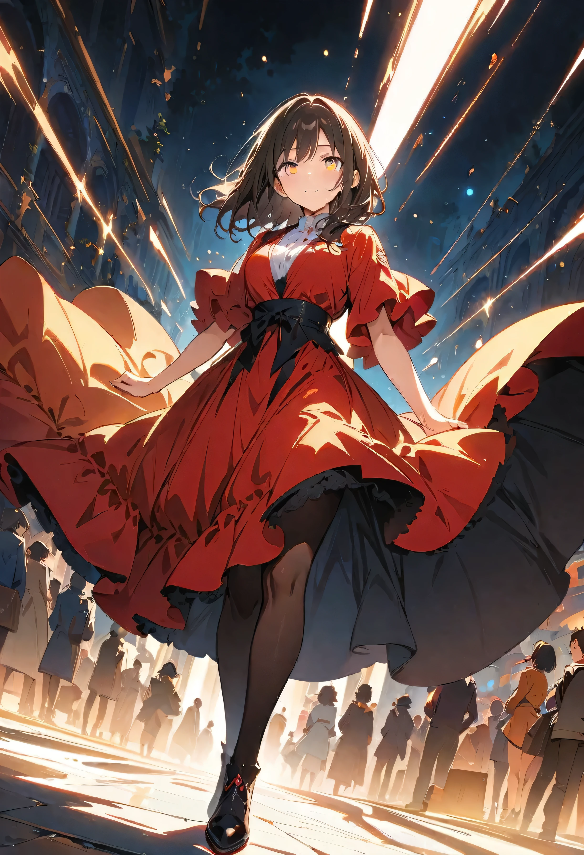 (masterpiece, Highest quality, Official Art:1.2), Perfect Anatomy, Looking at the audience, One Girl, alone, White Background,  Ultra-fine illustrations, Very detailed, Dynamic Angle, Beautiful details, 8K, Anime Style, (Shining Eyes, More beautiful face), break,Dynamic Angle, Full Body Shot, break smiling amidst the カラフル scenes