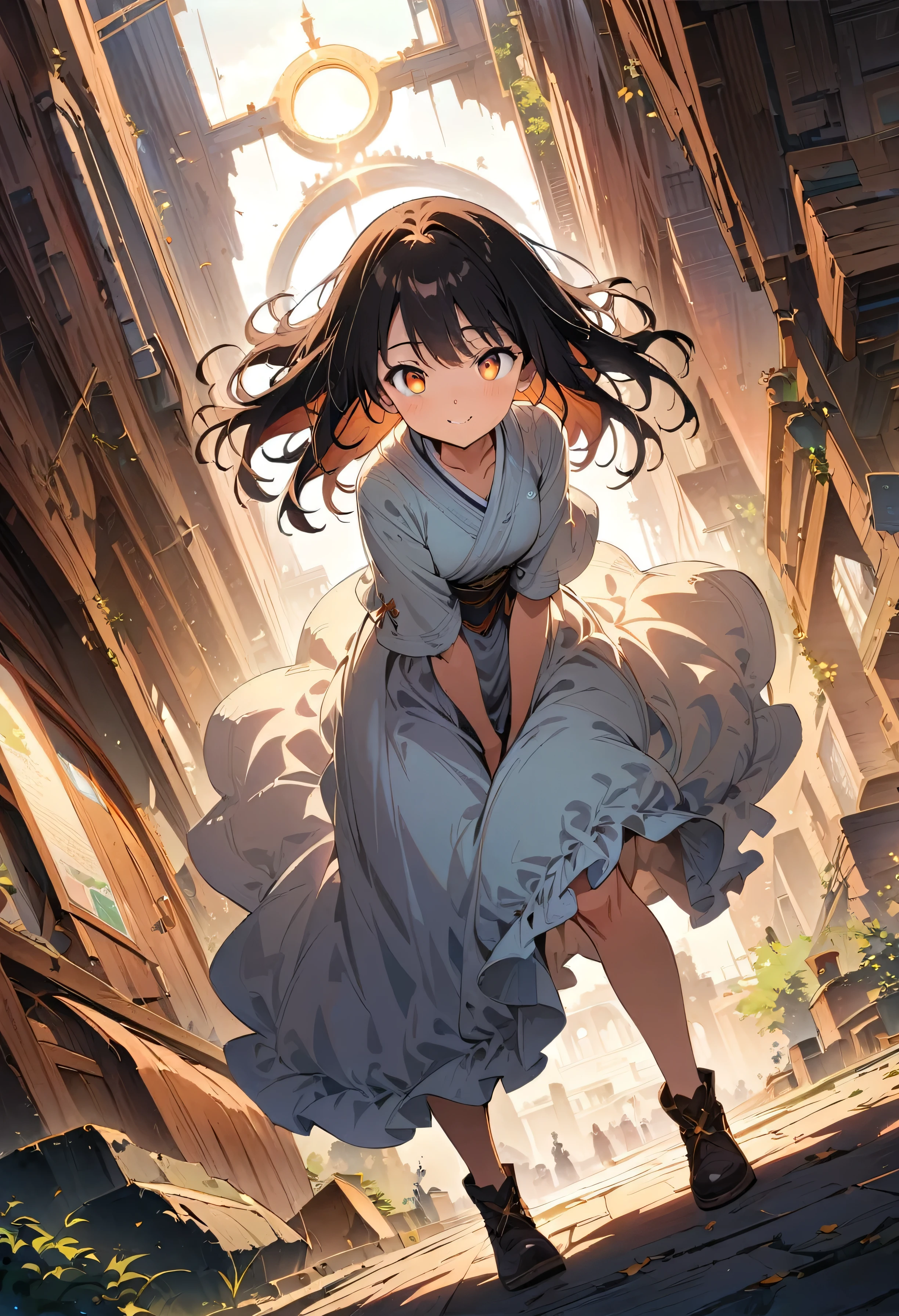 (masterpiece, Highest quality, Official Art:1.2), Perfect Anatomy, Looking at the audience, One Girl, alone, White Background,  Ultra-fine illustrations, Very detailed, Dynamic Angle, Beautiful details, 8K, Anime Style, (Shining Eyes, More beautiful face), break,Dynamic Angle, Full Body Shot, break smiling amidst the カラフル scenes