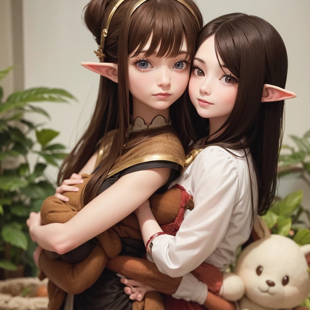 Dark haired, thick, nude woman making love to elf