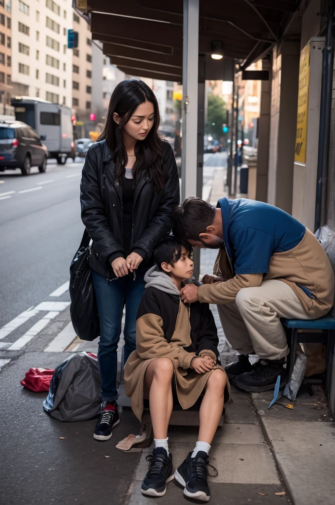Person teaching a homeless person