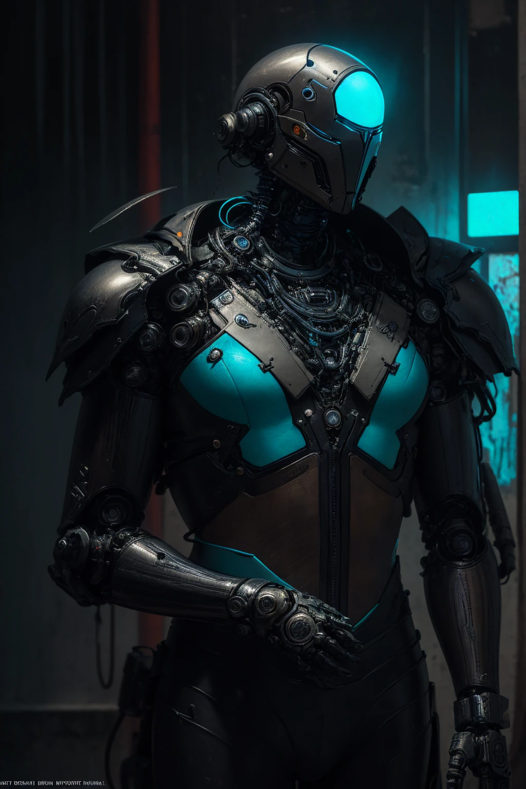 a robotic, metal body, neon lights on your body, cables, robotic mechanisms, dynamic pose, (Best Quality,4k,8k,high resolution,Masterpiece:1.2),ultra detailed,(realist,photorealist,photo-realist:1.37),cinematic lighting,Highly detailed mechanical parts,dynamic action pose,elegant metallic texture,bright neon reflections,intricate robotic features,advanced technology,futuristic cyberpunk,vibrant color palette