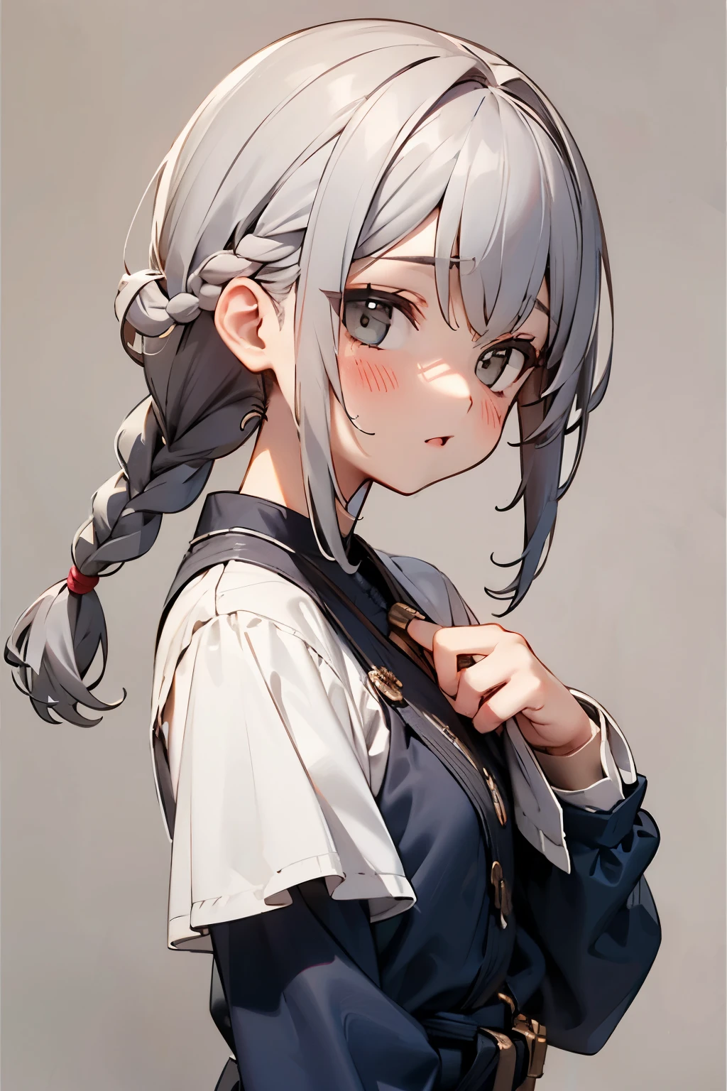 (No background), ((cute)), (Gray Hair), (Braid), ,