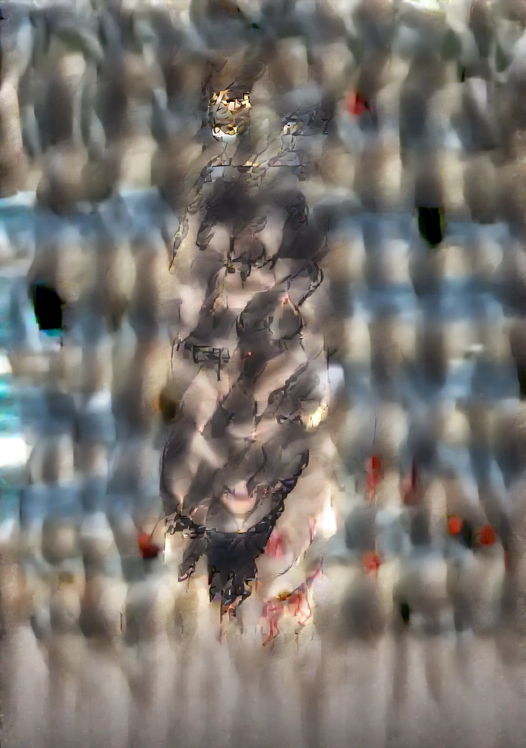 1girl,yuuka\(blue archive\),blue archive, (hara(harayutaka)_style :0.7),{{official art}}, highly detailed,best quality, very thin line, clear lines, hetero, large breasts, censored, mosaic censoring, seductive smile, fun,solo focus, sweat, looking at viewer,bangs, collarbone,anime visual of a cute girl,anime best girl,bangs,looking at viewer,breasts,official artwork, offcial art,official artwork, highly detailed official artwork,breasts, censored, navel, mosaic censoring, looking at viewer, solo focus, anime_style,detailed anime,solo focus,highres,extremely detailed,black bikini,cleavage,closed mouth,naughty face,standing,thighs,black bikini, Stylish bikini in black , high exposure.,beach,(standing straight :1.1),blurry background, Standing upright,front,Slightly soft or with a hint of flesh, but not overweight. The character should look fit but with a natural, slightly rounded stomach.