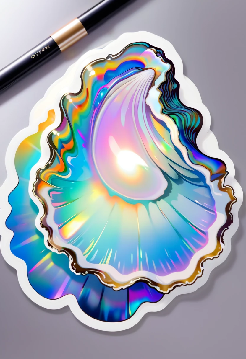 sticker oyster pearl holographique