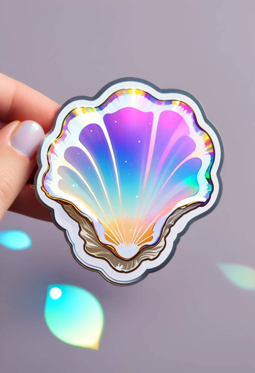 sticker oyster pearl holographique