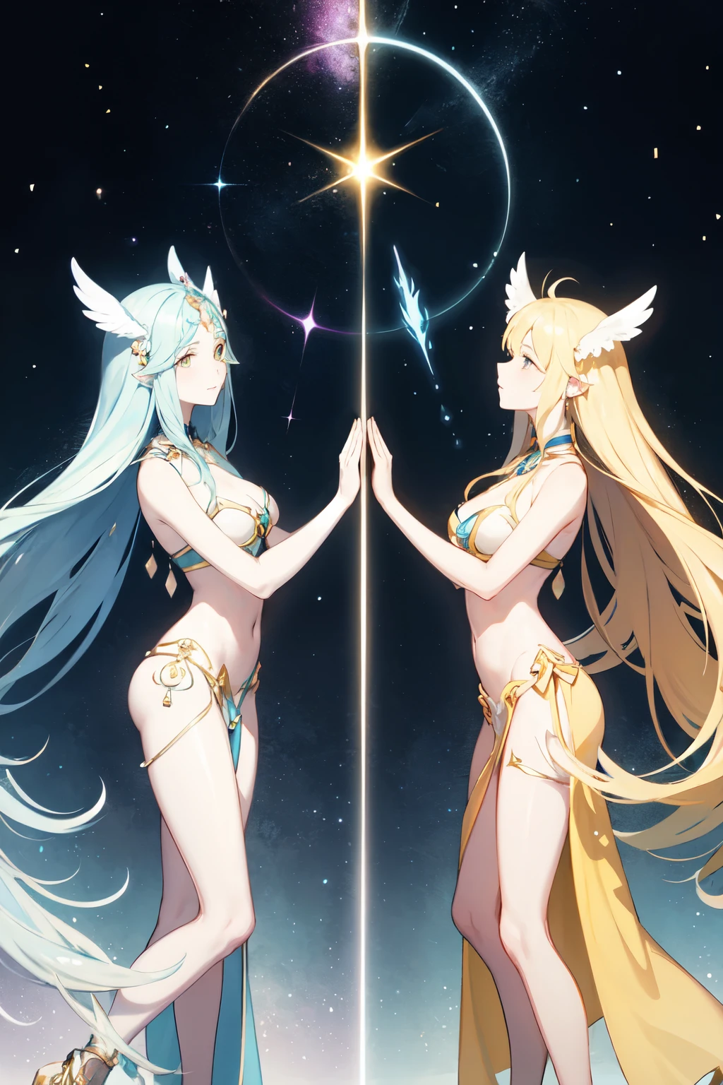 Physical appearance: The Lumineths are beings with an ethereal and radiant appearance., with translucent bodies that emit a soft, warm light. Their skin appears to be composed of luminous crystals that shine with iridescent tones that change depending on their emotional state and environment.. They have a slender and graceful stature, with elongated limbs that seem to merge with the light around them.
Mystical Faculties: They possess innate magical abilities that are closely linked to light and cosmic energy.. They can manipulate light to create dazzling illusions, heal with its luminous touch and project beams of bright energy in self-defense or for peaceful purposes.
Facial Features: They have angular and beautiful faces, with big eyes that shine like stars and blink with flashes of color. Their pointed ears capture light and sound vibrations from their surroundings., giving them a keen perception of the world around them.
Clothing and Ornaments: They wear vaporous robes woven with threads of light and adorned with glowing gems that act as energy sources.. Her jewelry is a symbol of her connection with the luminous forces of the universe., and change color and brightness according to your emotional and energetic state.
Society and Culture: The Lumineths inhabit ethereal cities built among the clouds and stars., where natural light and magic coexist in harmony. They are known for their ancient wisdom and their art in creating works of light., that reflect their ideals of peace, harmony and cosmic balance.
Relationship with Nature: They have a deep respect for nature and are committed to preserving ecological balance. They can communicate with the luminous creatures of the forest and the elemental beings of water and air., acting as guardians of the flora and fauna in their habitat.
The Lumineths are a mythological race that embodies the beauty and magic of light, inspiring admiration and reverence for his