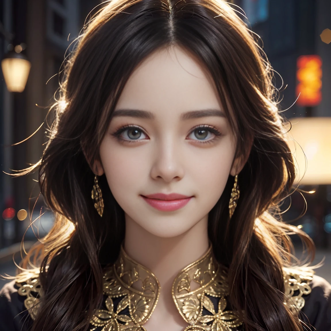 Picture, best quality, a woman in the city , photo of beautiful AHAcasual, smiling, looking at viewer, perfect face, perfect eyes, sharp focus, Intricate, High Detail, dramatic, photorealistic,