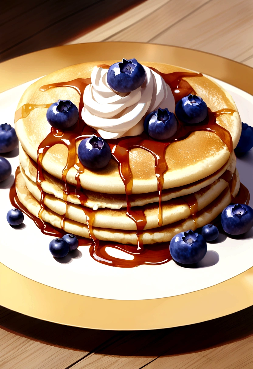 Protein pancakes with whipped cream cheese and blueberries