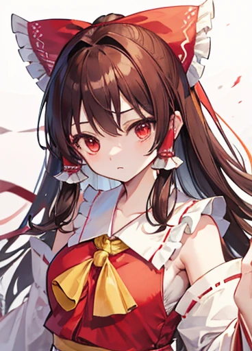 touhou project hakurei reimu Shrine maiden Brown Hair Long Hair Big red ribbon 1People Girl Upper Body