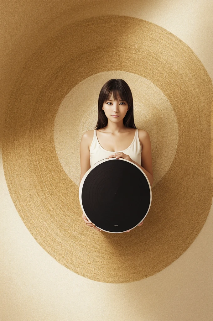 Create a circular canvas texture design having photo at the center