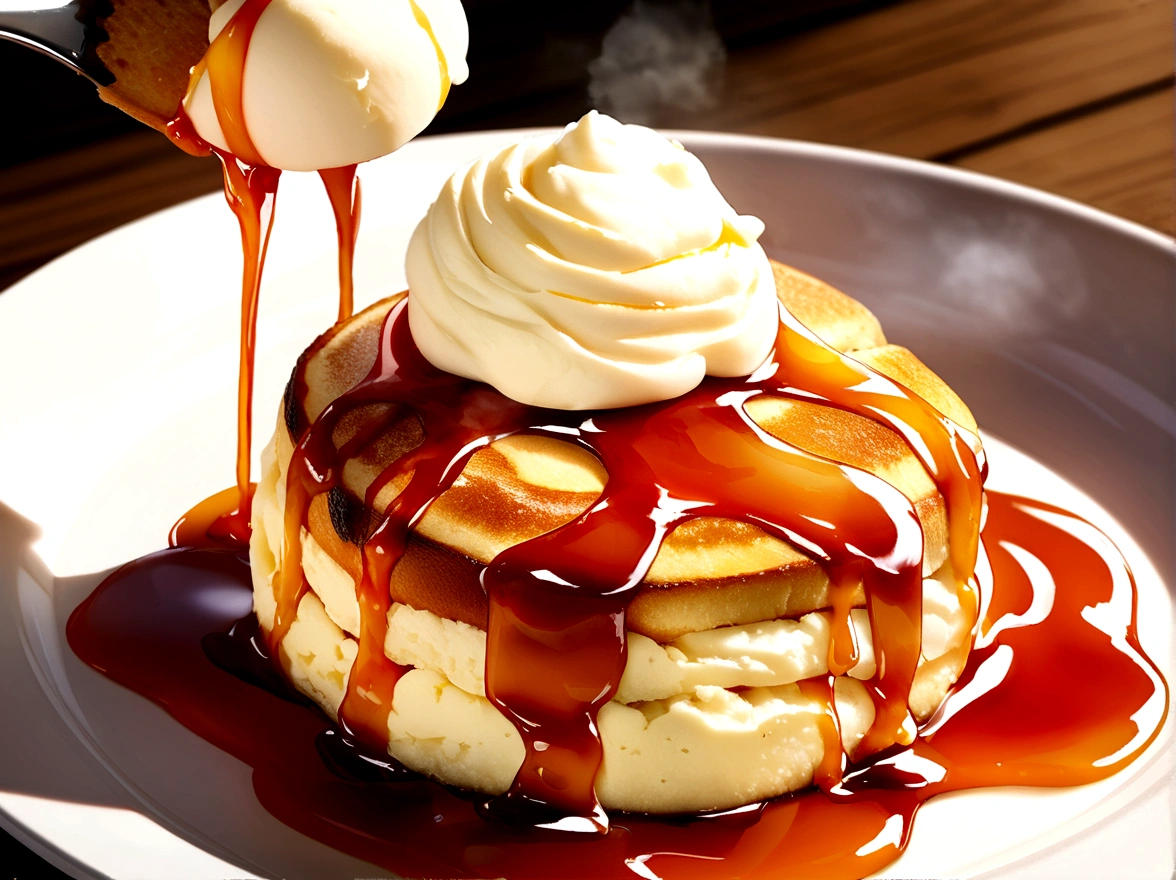 French toast 4K photo ice cream Syrup Steam