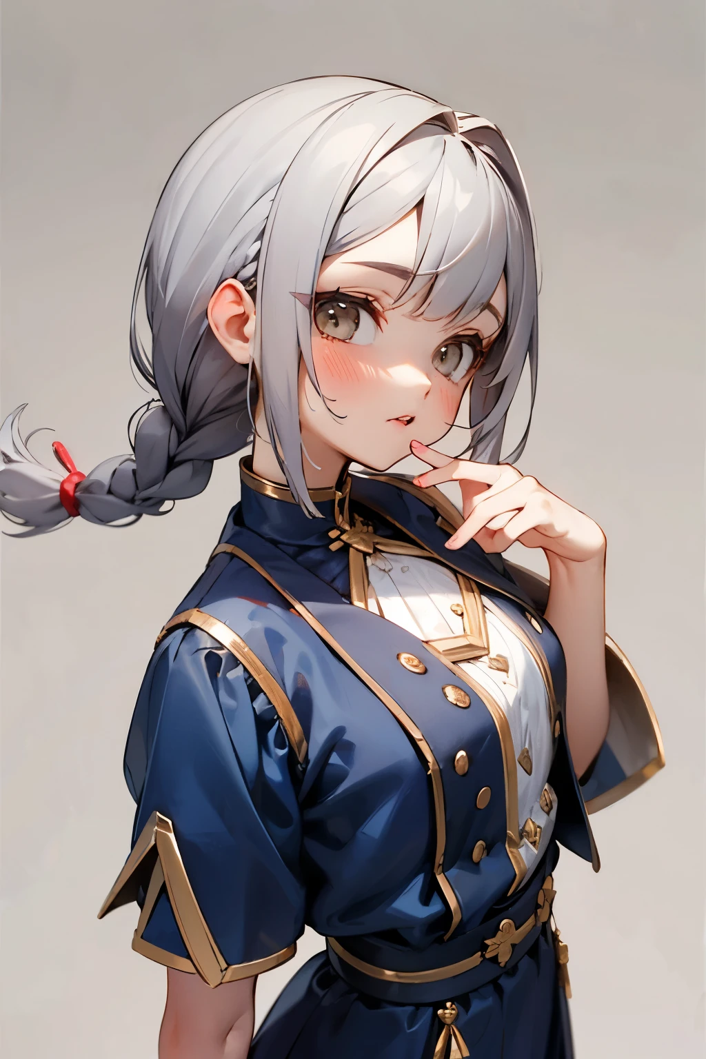 (No background), ((cute)), (Gray Hair), (Braid), ,