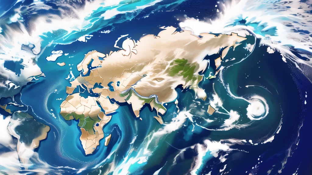 Kraken geography data in detailed hyper-realistic photography.