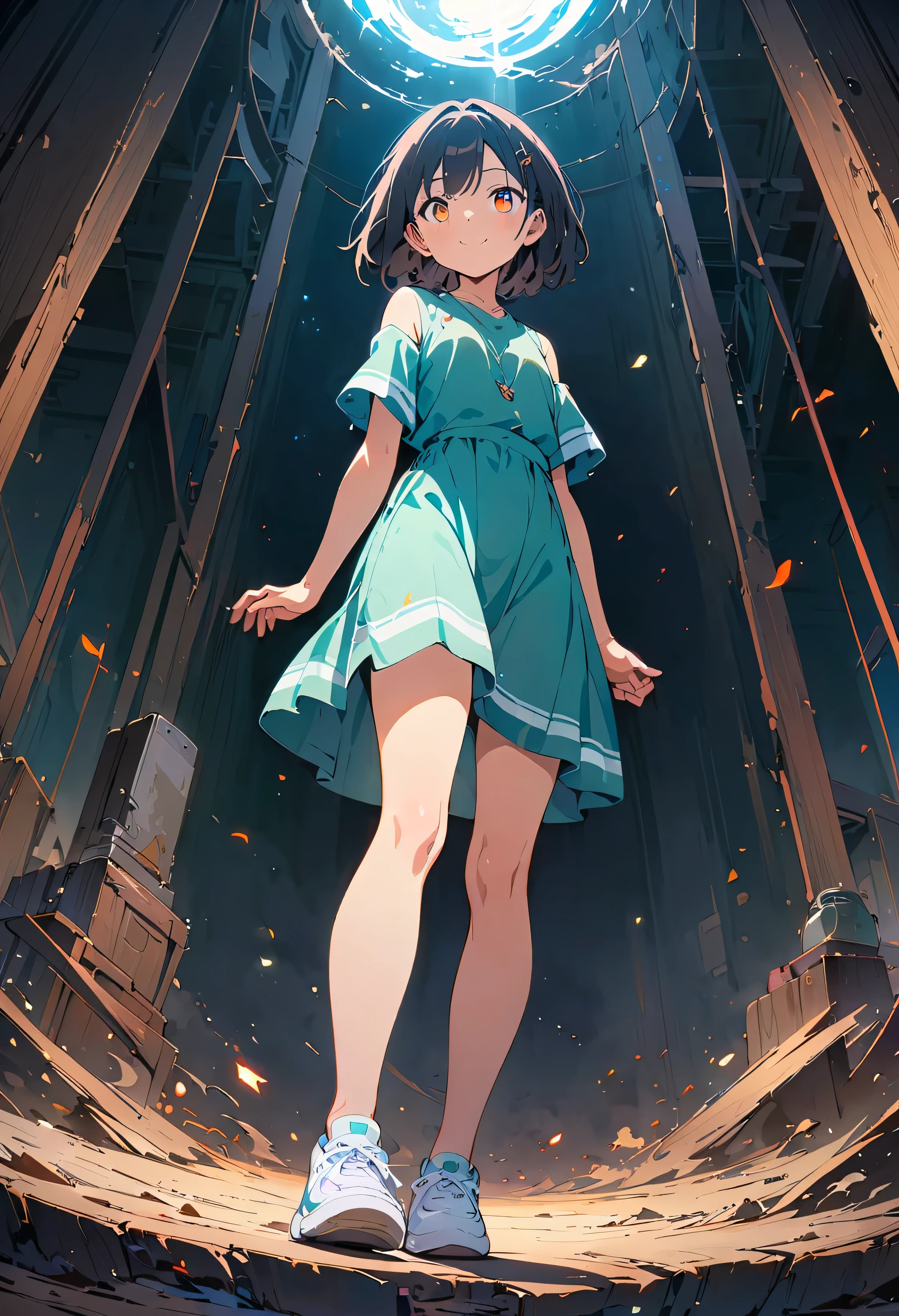 (masterpiece, Highest quality, Official Art:1.2), Perfect Anatomy, Looking at the audience, One Girl, alone, White Background,  Ultra-fine illustrations, Very detailed, Dynamic Angle, Beautiful details, 8K, Anime Style, (Shining Eyes, More beautiful face), break,Dynamic Angle, Full Body Shot, break smiling amidst the カラフル scenes, , Center parted short bob