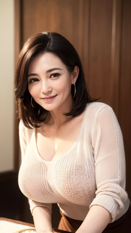 日本人 Mature Woman, (alone), 50 years old, (Wrinkles around the eyes:1.2), Mature Woman, Chubby body type(((Stand upright, facing the center of the screen。))Glamour, Sexy, Chromo White Skin, View your viewers、Oversized breasts、Sleeveless knit tight fit knit dress、High heels、smile、Night in the City、Prostitute、Brow wrinkles