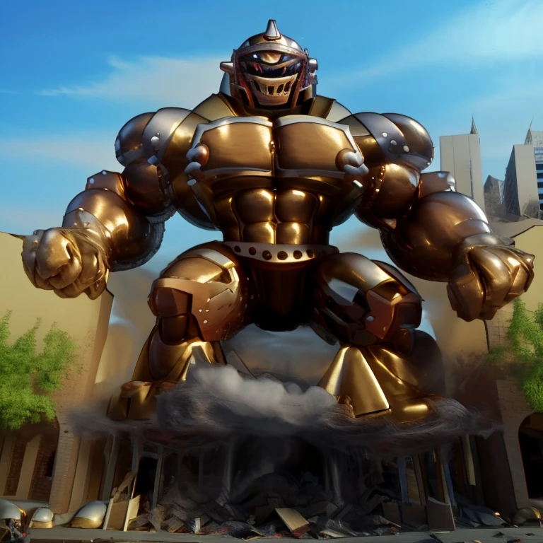 SOLO (masterpiece. official art. 8k. best quality. detailed full body. full body.)

(situation 1 : dominating Armored Flazzard. Armored Flazzard is over 1000 meters long. focus GIANT mechanical Muscular Armored Flazzard is trampling the city. Looking down. macro. stomp. Low-angle perspective. emphasizing the immense size.)

(situation 2 :smoke and flames rising from the destruction in the city)

(Additional details 1: real texture material. whole body shines like metal. emphasizes the muscles. suit fully made of metal.).

(Additional details 2: Detailed head. Detailed Body. Detailed abs. gigantic muscles. HYPER MUSCLES. Gigachad Muscular. big muscle. pecs. triceps. traps. unusually developed muscular body. body full of huge muscles. showing off muscles. pectorales enormes. Exaggeratedly huge muscles. huge muscles. long legs.).
