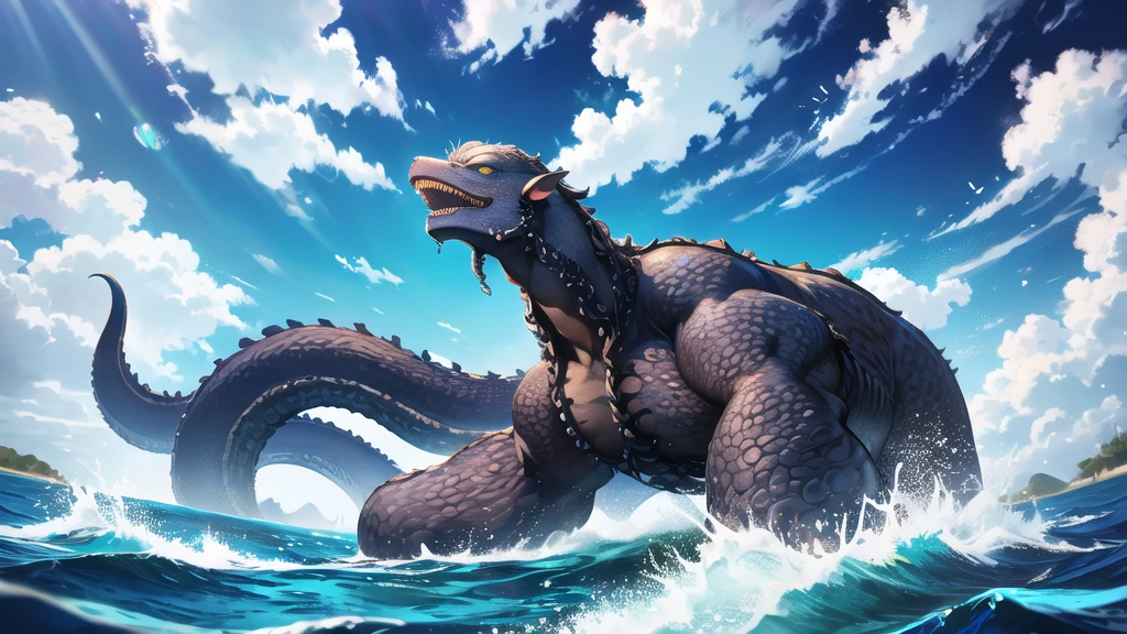 Kraken geography data in detailed hyper-realistic photography.