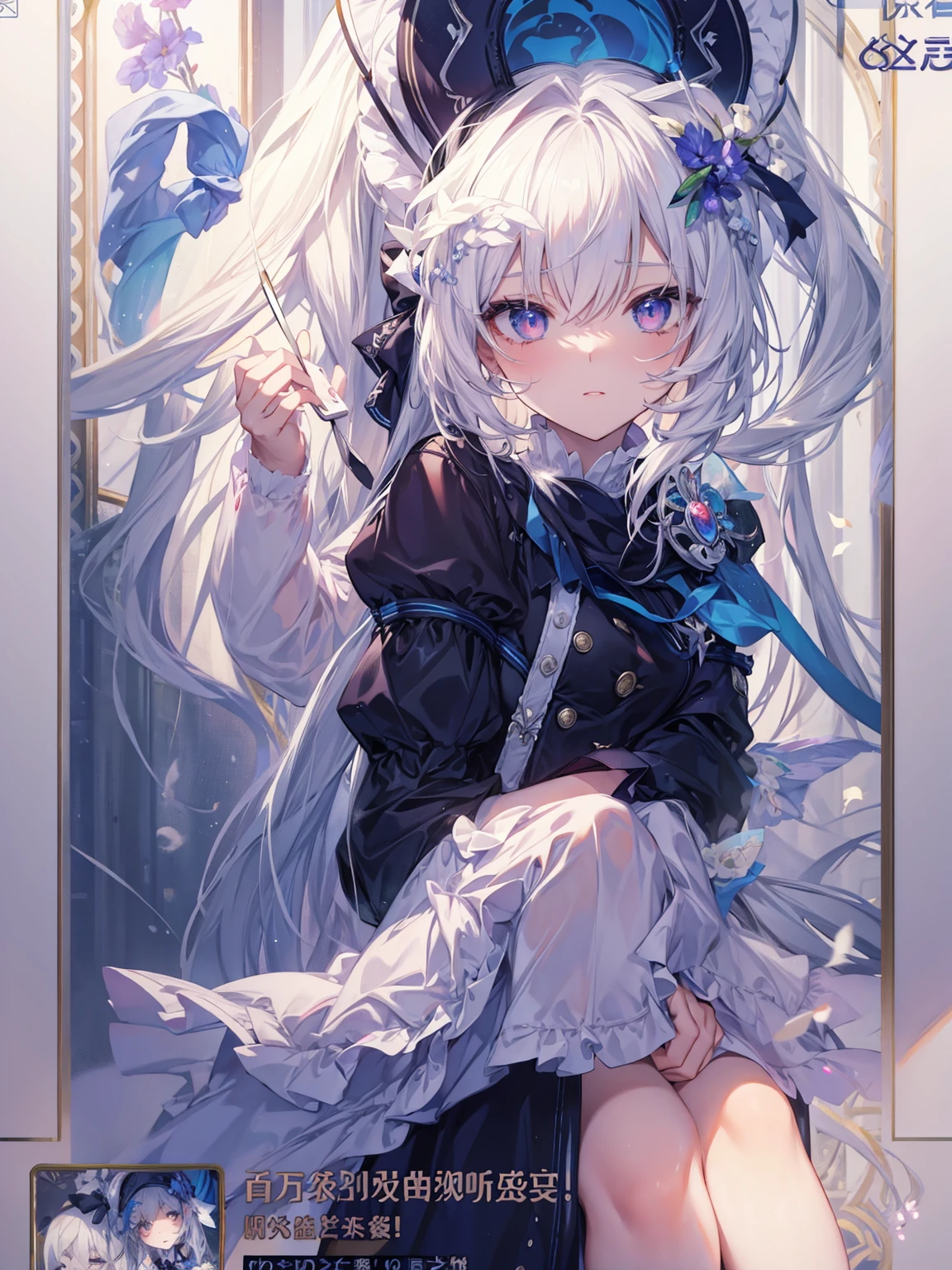 ((top-quality)), ((​masterpiece)), ((Ultra-detail)), (extremely delicate and beautiful), a close up of a person holding a cell phone with a picture of a girl, ahegao, white haired deity, my dress up darling anime, anime goddess, angelic purity, , ahegao face, cute anime waifu in a nice dress, soft anime illustration, loli in dress, shadowverse style, anime barbie in white stockings