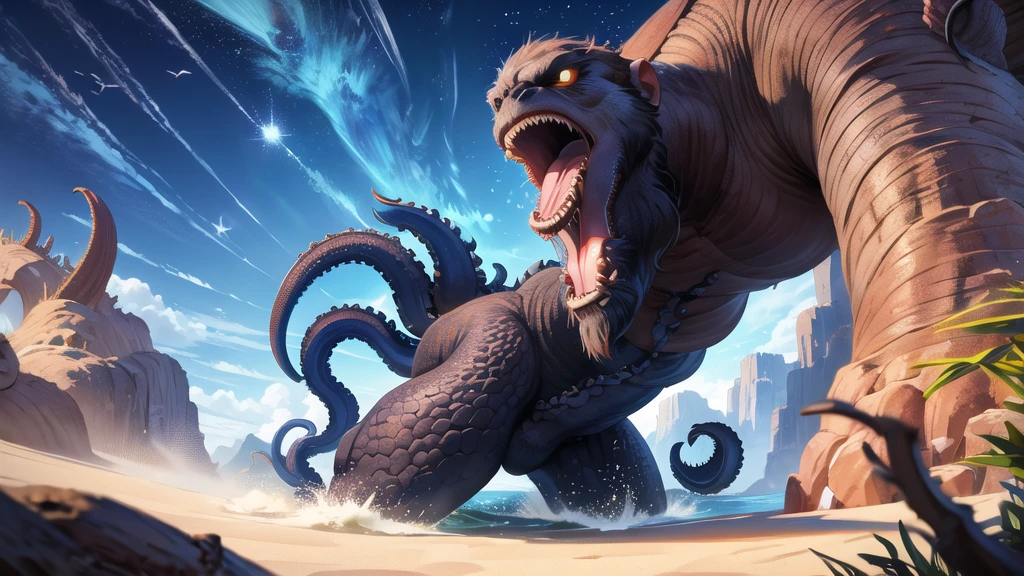 Kraken geography data in detailed hyper-realistic photography.
