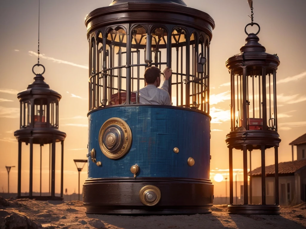 (Highest quality:1.5), (masterpiece:1.5), (8K:1.5), Double Cage