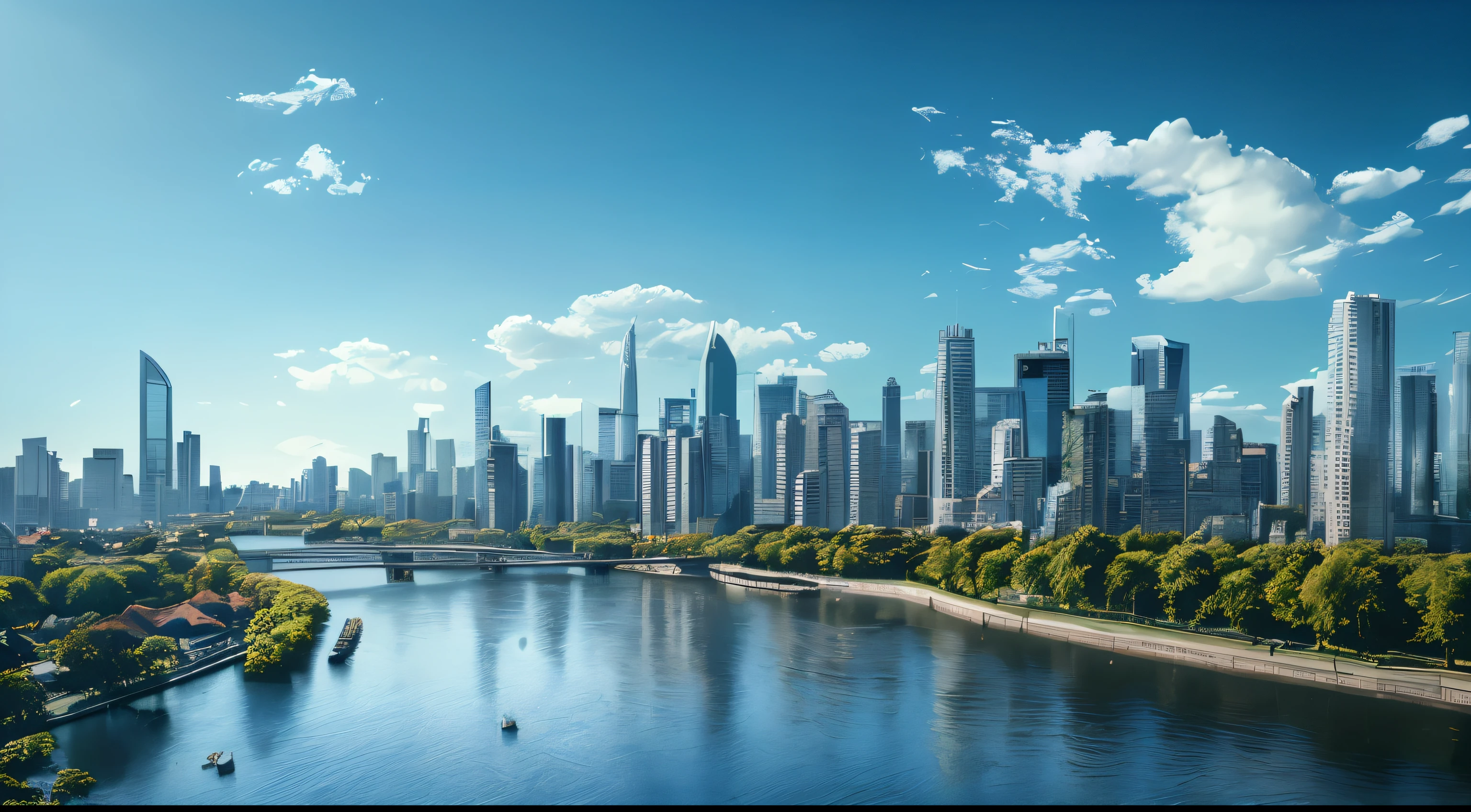 city ​​panorama with skyscraper buildings, daylight made from ai generated Photo