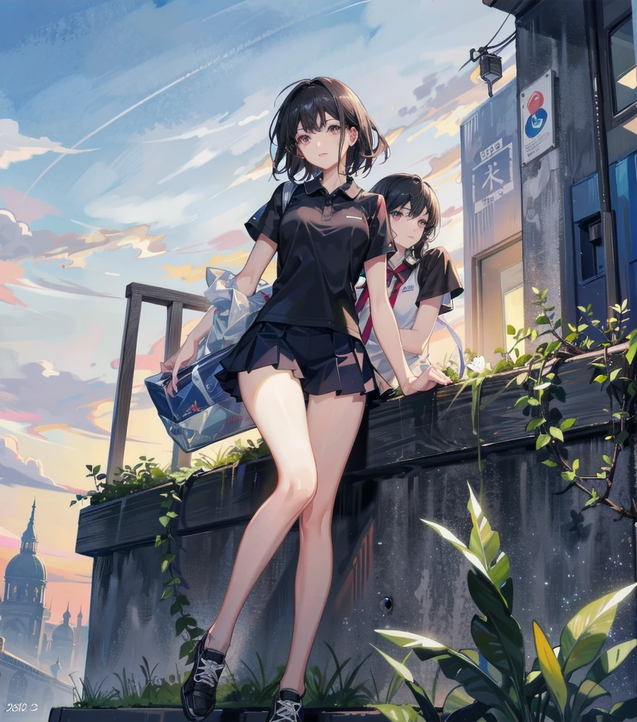 absurdres, RAW photo, extremely delicate and beautiful, masterpiece, Best Quality, ultra high resolution, 32k, hyperrealistic, ultra-detailed, perfect anatomy, super Detailed skin, perfect figure, Japanese woman, late 20s, very Slim body, narrow waist, very small head, handsome detailed woman, very detailed eyes and face, realistic face proportions, Stunning detailed eyes, Realistic beautiful face, very small face, Realistic small beautiful eyes, tearful mole, earring, beautiful and very thin legs, beautiful and very thin thighs, (very huge round breasts), medium hair, black hair, whole body shot, ((Tennis Uniform)), shorts, ((outdoor)),