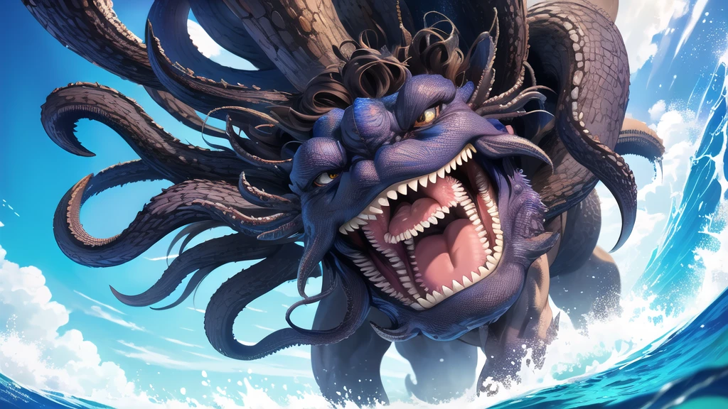 Kraken geography data in detailed hyper-realistic photography.