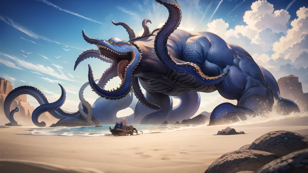 Kraken geography data in detailed hyper-realistic photography.