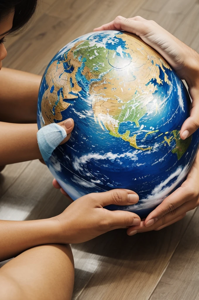 A serene image symbolizing diversity and unity, such as diverse hands holding a globe. Together, let's build a world where every person's dignity shines bright." Drawing